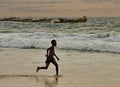 A little boy in a big ocean Royalty Free Stock Photo