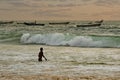 A little boy in a big ocean Royalty Free Stock Photo