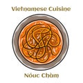 Nouc Cham. Dipping vietnamese sauce. Sweet, spicy, sour and fishy, it comes practically every dishes. Isolated vector illustration