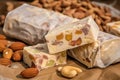Nougat with almonds and nuts. Generate ai