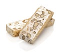 nougat bars stacked on a white background Royalty Free Stock Photo