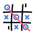 Noughts and Crosses or Tic-tac-toe Paper-and-pencil Game Vector Illustration