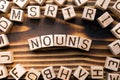 Nouns composed of wooden cubes with letters, Royalty Free Stock Photo