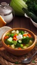 A bowl of vegetables soup illustration ai generated Royalty Free Stock Photo