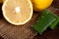 Nourishes the skin and hair with lemon and aloe vera Royalty Free Stock Photo