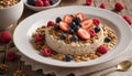 Hearty Oatmeal Breakfast Setup Royalty Free Stock Photo