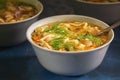 Nourishing Chicken Noodle Soup White Bowl Closeup Royalty Free Stock Photo