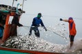 On the fisherman boat, Catching many fish