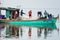 NOV 5,2016 : On the fisherman boat,Catching many fish at mouth of Bangpakong river in Chachengsao Province east of Thailand