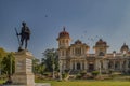 Gandiji Statue at 1900s Victoria Museum now Saraswati Bhawan The Oldest Public Librarie in Gulab Bagh , Udaipur , Rajasthan
