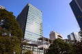 Nov 27 2023 a Kyushibarikyu Japanese Garden with office building Royalty Free Stock Photo