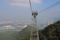 23 Nov 2019 Ngong Ping cable car with Chek Lap Kok airport in background, Hong Kong Royalty Free Stock Photo