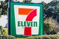 Nov 23, 2019 Sunnyvale / CA / USA - Close up of large 7 Eleven store sign; 7-Eleven Inc. is a Japanese-American international Royalty Free Stock Photo