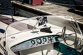 Nov 15 2010 Tulsa USA Vintage Chris Craft fiberglass speedboat trimed with teak with captians hat on dash