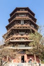 Nov 2014, Yingxian, China: Wooden Pagoda of Yingxian, near Datong, Shanxi province, China.