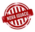 Nova Iguacu - Red grunge button, stamp