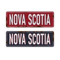 Nova Scotia Canada Vintage metal sign Travel souvenirs on grunge scratched background.