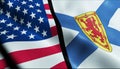 Nova Scotia and USA Merged Flag Together A Concept of Realations Royalty Free Stock Photo