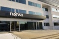 Nova television CME company logo on the headquarters building on January 18, 2017 in Prague, Czech republic.