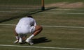 Novac Djokovic, Serbian player, wins Wimbledon for the fourth time. He crouches down in disbelief