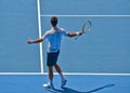 Novak Djokovic playing in the Australian Open Royalty Free Stock Photo