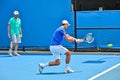 Novak Djokovic practicing with Boris Becker