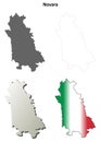 Novara blank detailed outline map set