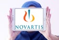 Novartis pharmaceutical company logo Royalty Free Stock Photo