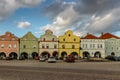 Nove Mesto nad Metuji, Czech republic - April 23, 2021.Historical centre of the town with charming Hus Square,colorful houses and Royalty Free Stock Photo