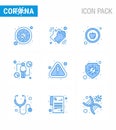 Novel Coronavirus 2019-nCoV. 9 Blue icon pack error, intect, care, human, coronavirus