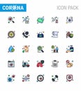 Novel Coronavirus 2019-nCoV. 25 Flat Color Filled Line icon pack face, syringe, medicine, injection, hand soap