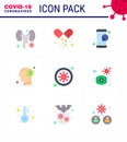 Novel Coronavirus 2019-nCoV. 9 Flat Color icon pack bacteria, virus, medical, ilness, cold