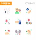 Novel Coronavirus 2019-nCoV. 9 Flat Color icon pack gestures, magnifying, hands, interfac, devirus