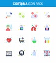 Novel Coronavirus 2019-nCoV. 16 Flat Color icon pack syring, coronavirus, plasm, virus, meat