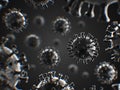 Novel coronavirus 2019, 2019-nCoV or flu virus infection. Microscopic view of floating virus cells for medical concept Royalty Free Stock Photo