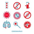 Novel Coronavirus 2019-nCoV . Coronavirus icon set for infographic or website. Coronavirus risk and public health risk Royalty Free Stock Photo