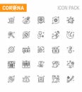 Novel Coronavirus 2019-nCoV. 25 line icon pack covid, virus, safety, virus, safeguard