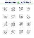 Novel Coronavirus 2019-nCoV. 16 Line icon pack washing, protect hands, handcare, pharmacy, hospital signboard Royalty Free Stock Photo