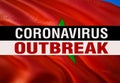 Novel coronavirus - 2019-nCoV on Morocco flag, WUHAN virus concept. Coronavirus hazard concept with OUTBREAK text.3D rendering
