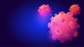 Novel Coronavirus realistic 3d red viral cell. Horizontal web banner concept. Vector illustration with a microscopic view of 2019-