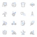 Novel Information line icons collection. Plot, Character, Theme, Conflict, Protagonist, Antagonist, Setting vector and