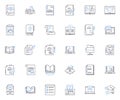 Novel line icons collection. Plot, Characters, Narrative, Storyline, Conflict, Themes, Protagonist vector and linear