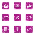 Novelty icons set, grunge style