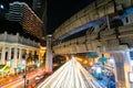 8 NOVEMBER, 2018 : BANGKOK, THAILAND - Long exposure night light at Ratchaprasong intersection Siam THAILAND