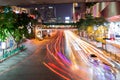 8 NOVEMBER, 2018 : BANGKOK, THAILAND - Long exposure night light at Ratchaprasong intersection Siam THAILAND