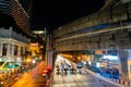 8 NOVEMBER, 2018 : BANGKOK, THAILAND - Long exposure night light at Ratchaprasong intersection Siam THAILAND