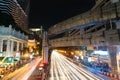 8 NOVEMBER, 2018 : BANGKOK, THAILAND - Long exposure night light at Ratchaprasong intersection Siam THAILAND