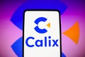 November 15, 2022, Brazil. In this photo illustration, the Calix logo is displayed on a smartphone screen