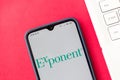 November 2, 2020, Brazil. In this photo illustration the Exponent logo seen displayed on a smartphone