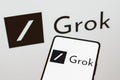 November 6, 2023, Brazil. The Grok logo is displayed on a smartphone screen. Grok is an artificial